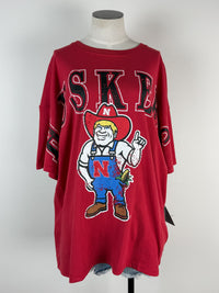Gameday Social Nebraska Southern Split Oversized Band Tee in Red
