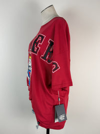 Gameday Social Nebraska Southern Split Oversized Band Tee in Red