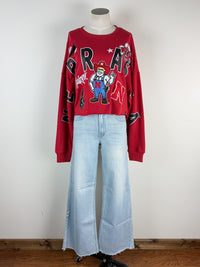 Gameday Social Nebraska Patched Up Cropped Longsleeve in Red