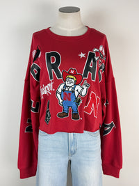 Gameday Social Nebraska Patched Up Cropped Longsleeve in Red
