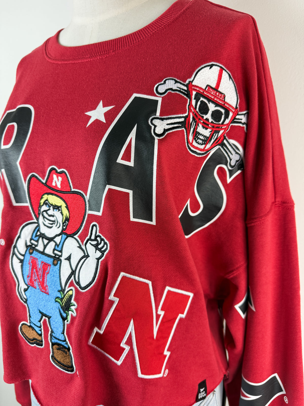 Gameday Social Nebraska Patched Up Cropped Longsleeve in Red