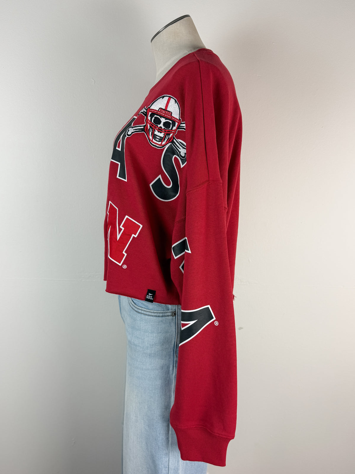 Gameday Social Nebraska Patched Up Cropped Longsleeve in Red