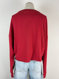 Gameday Social Nebraska Patched Up Cropped Longsleeve in Red