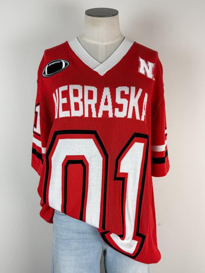 Gameday Social Nebraska Sideline Sweater Jersey in Red