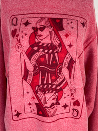 Queen of Hearts Inside Out Sweatshirt in Red