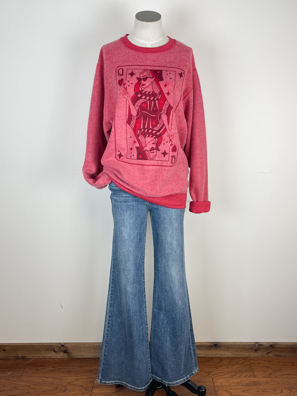 Queen of Hearts Inside Out Sweatshirt in Red