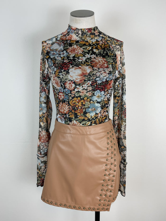 Aster Studded Skort in Mocha