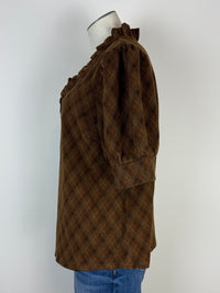 Raina Argyle Blouse in Brown