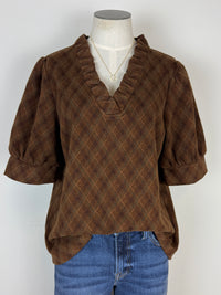 Raina Argyle Blouse in Brown