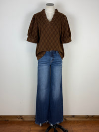 Raina Argyle Blouse in Brown