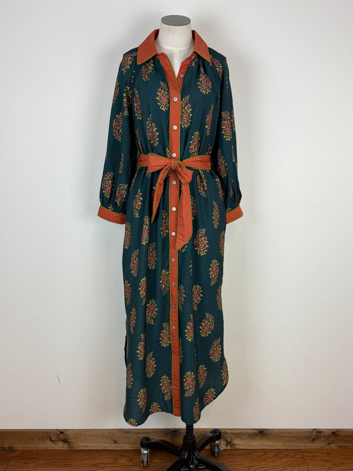 Lisa Belted Midi Dress in Dark Teal