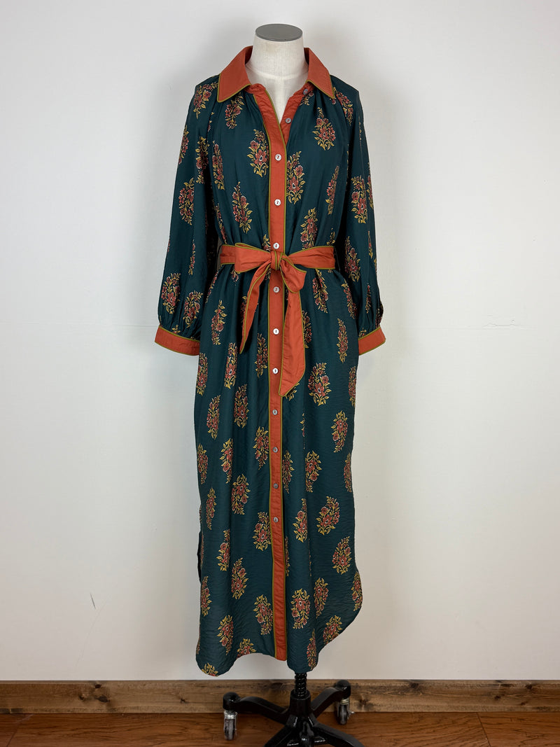 Lisa Belted Midi Dress in Dark Teal