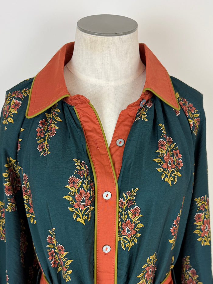 Lisa Belted Midi Dress in Dark Teal