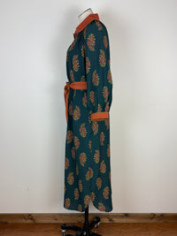 Lisa Belted Midi Dress in Dark Teal