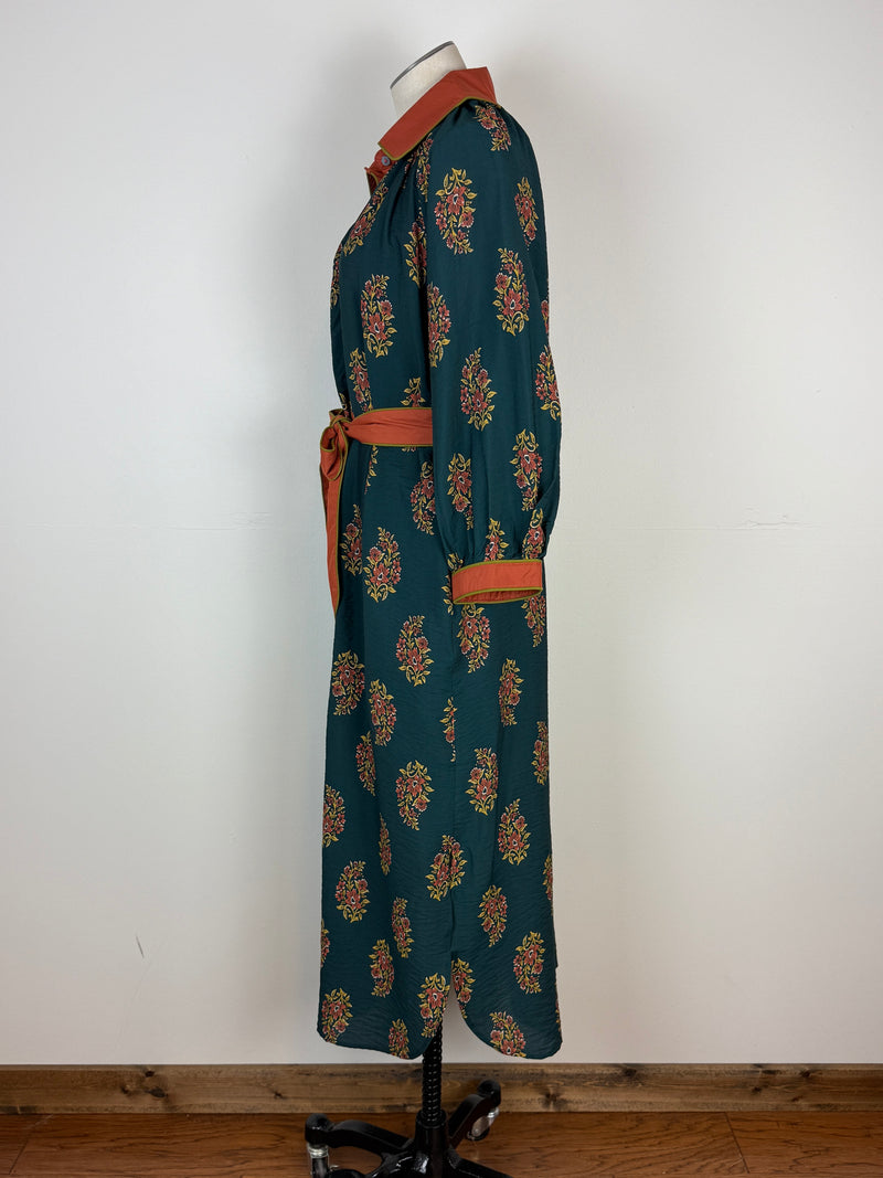 Lisa Belted Midi Dress in Dark Teal