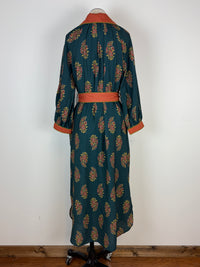 Lisa Belted Midi Dress in Dark Teal