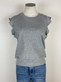 Claire Ruffle Sleeve Top in Grey