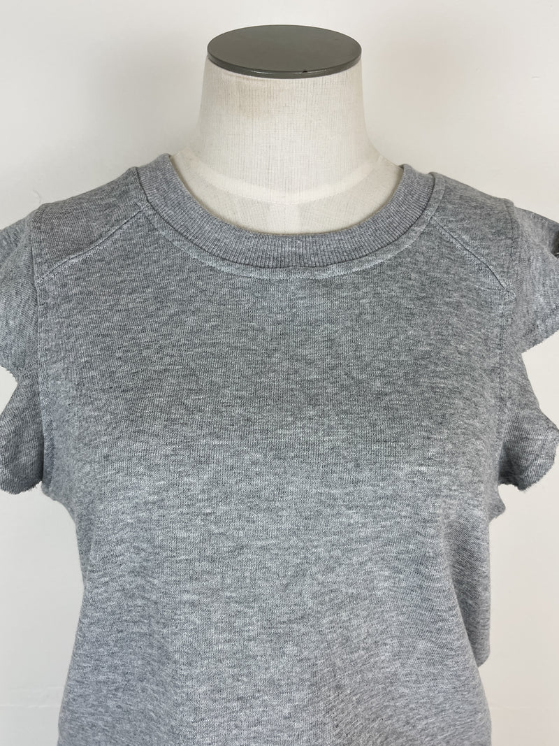 Claire Ruffle Sleeve Top in Grey