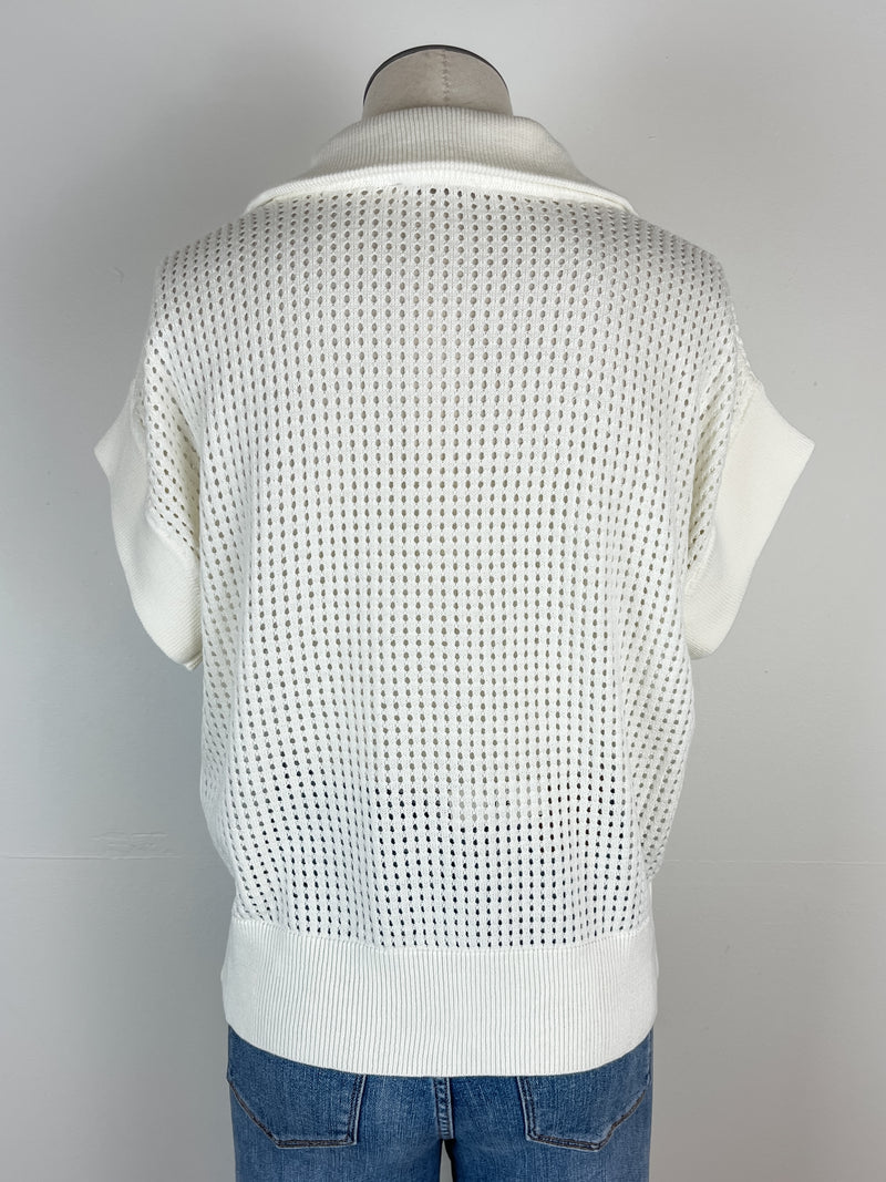 Sophie Open Knit Top in White