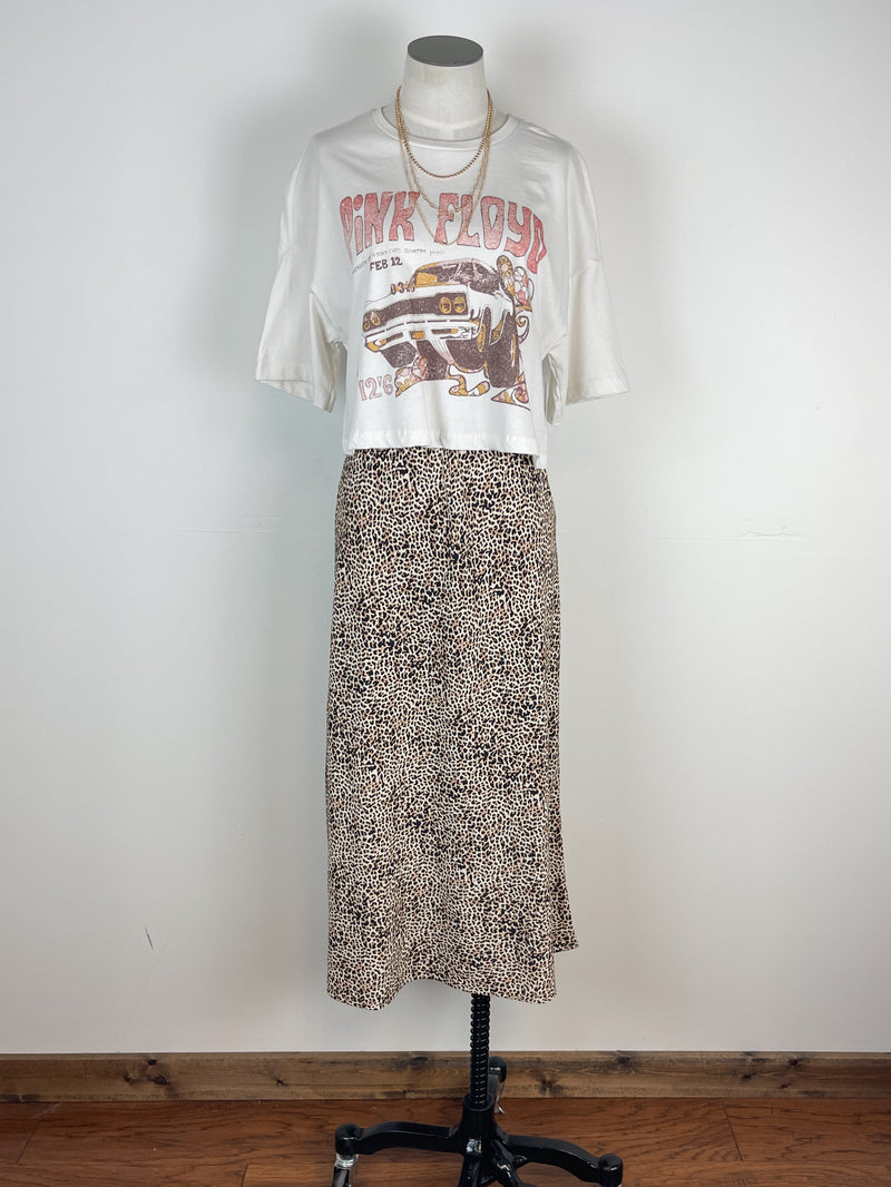 Stevie Leopard Midi Skirt in Tan