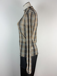 Millie Plaid Mesh Top in Mustard/Grey
