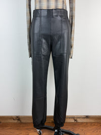 Cami Faux Leather Joggers in Black