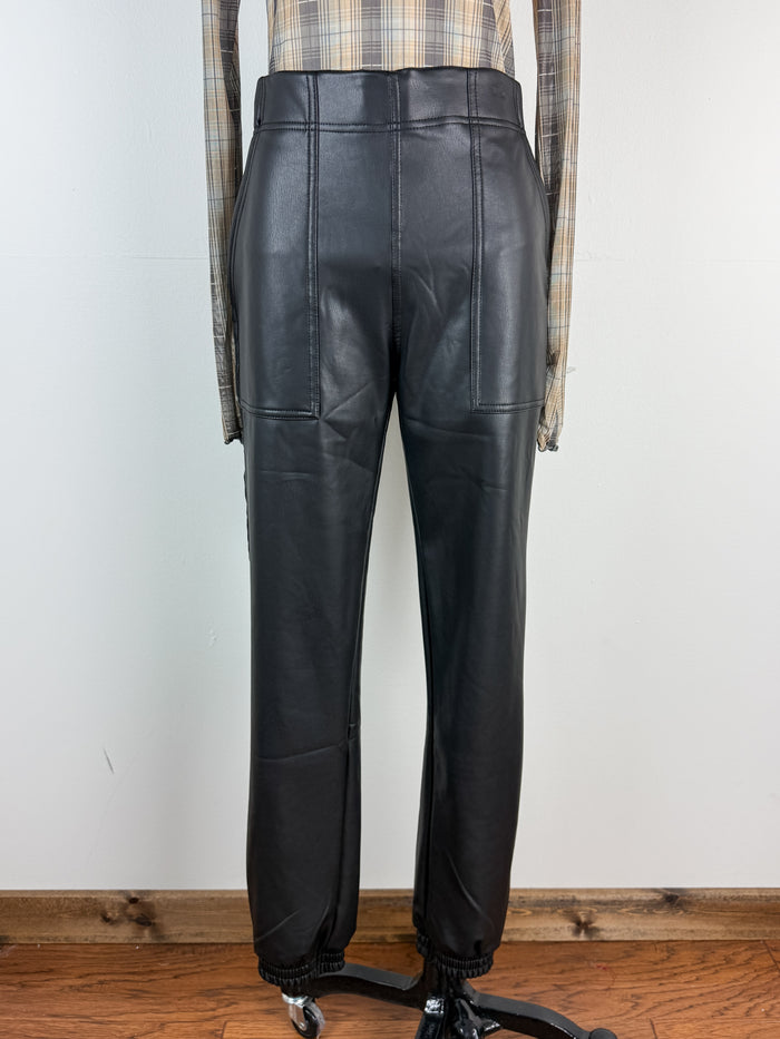 Cami Faux Leather Joggers in Black