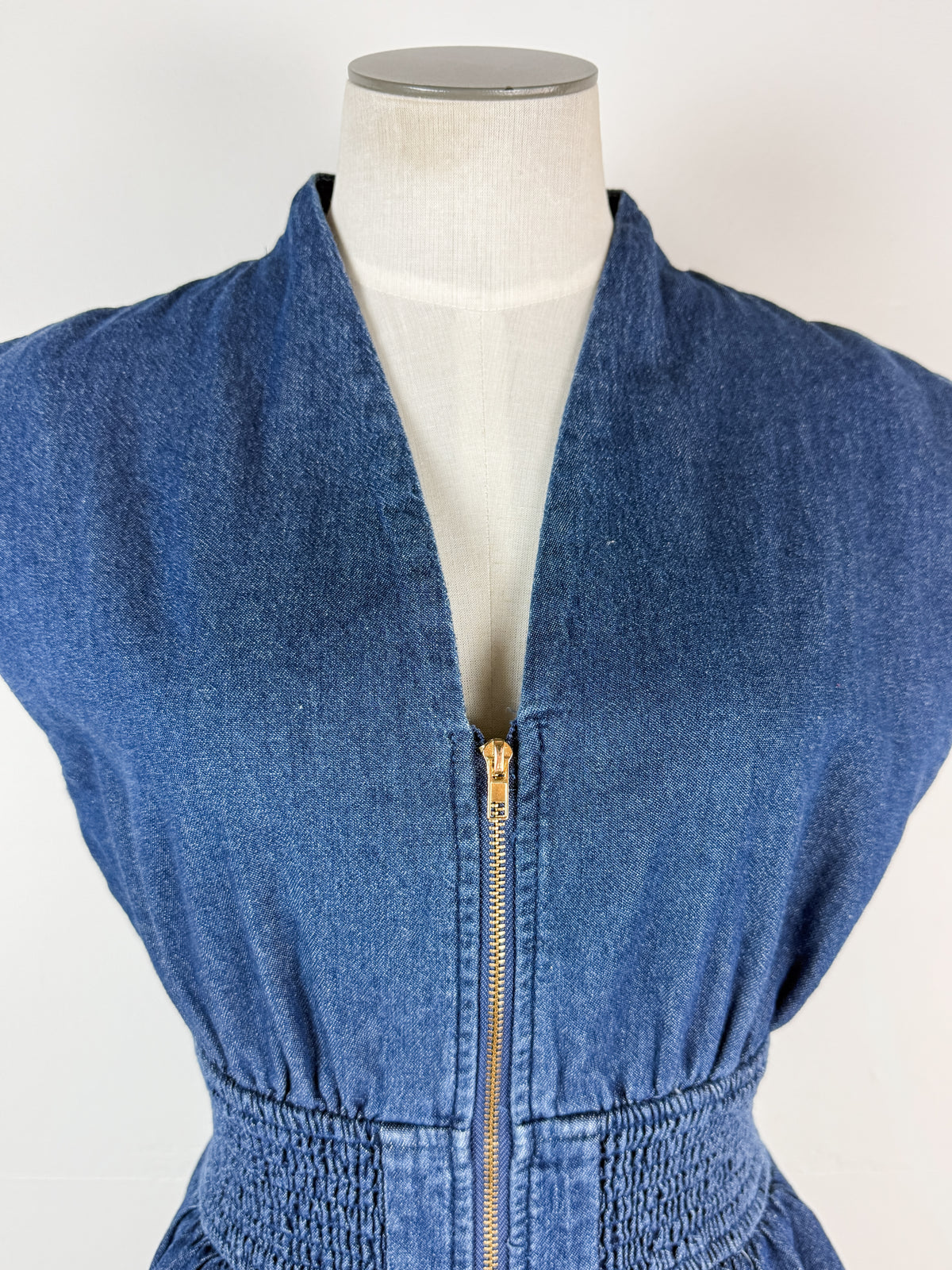 Gianna Zip Up Denim Top in Dark