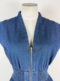 Gianna Zip Up Denim Top in Dark
