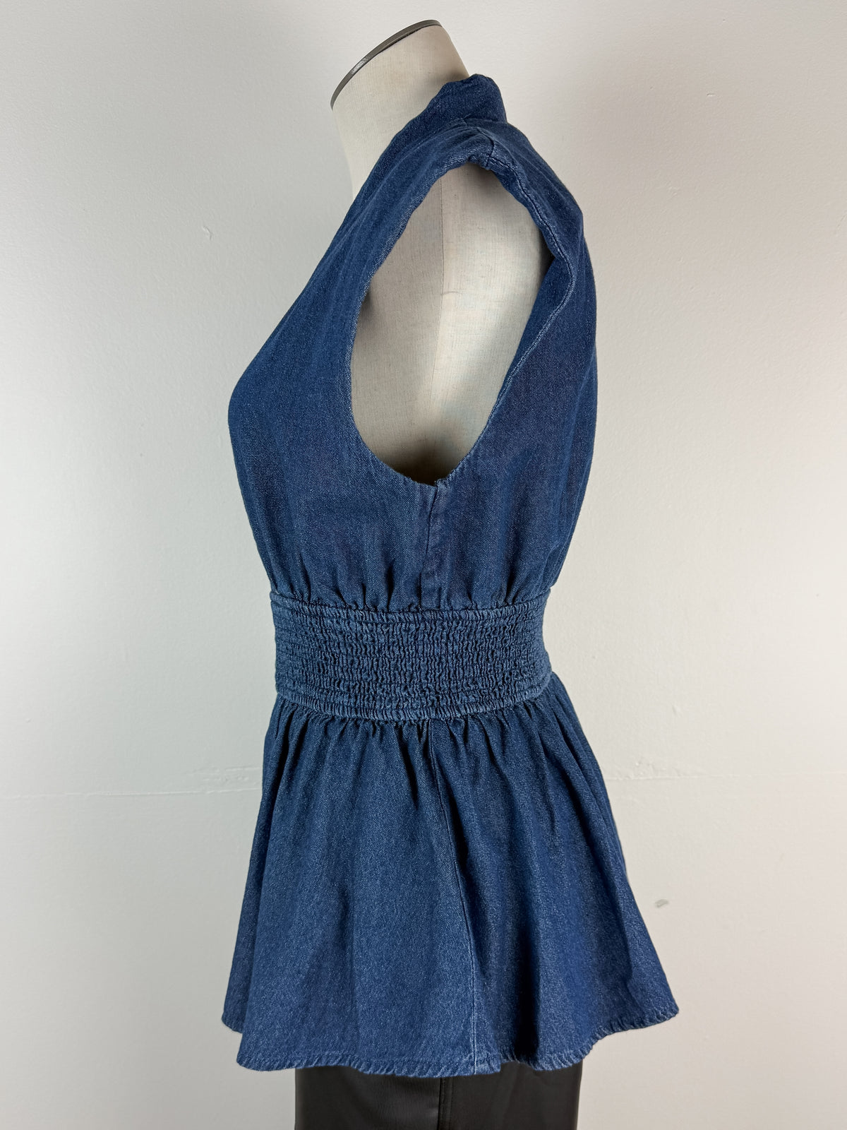 Gianna Zip Up Denim Top in Dark