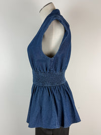Gianna Zip Up Denim Top in Dark