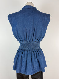Gianna Zip Up Denim Top in Dark