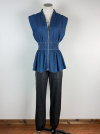 Gianna Zip Up Denim Top in Dark
