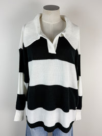 Lanie Collared Sweater in Black/White