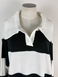 Lanie Collared Sweater in Black/White