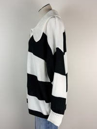 Lanie Collared Sweater in Black/White