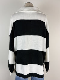 Lanie Collared Sweater in Black/White