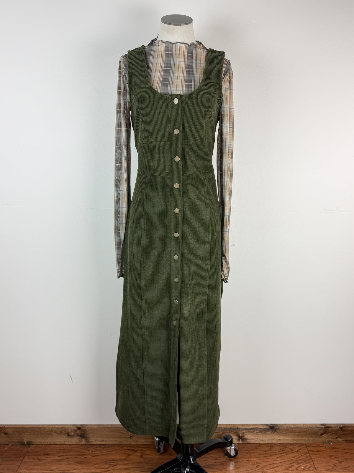 Erica Corduroy Maxi Dress in Olive