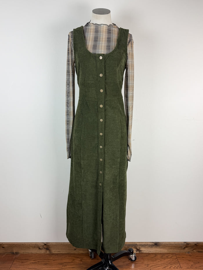 Erica Corduroy Maxi Dress in Olive