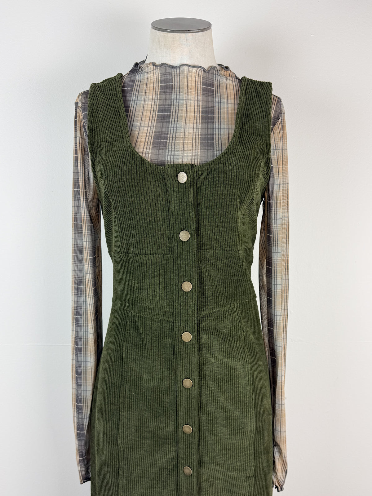 Erica Corduroy Maxi Dress in Olive