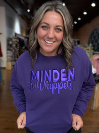 Minden Whippets Metallic Puff School Crewneck Sweatshirts