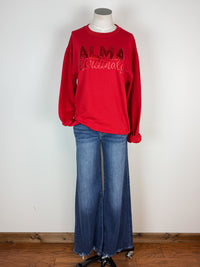 Alma Cardinals Metallic Puff School Crewneck Sweatshirts