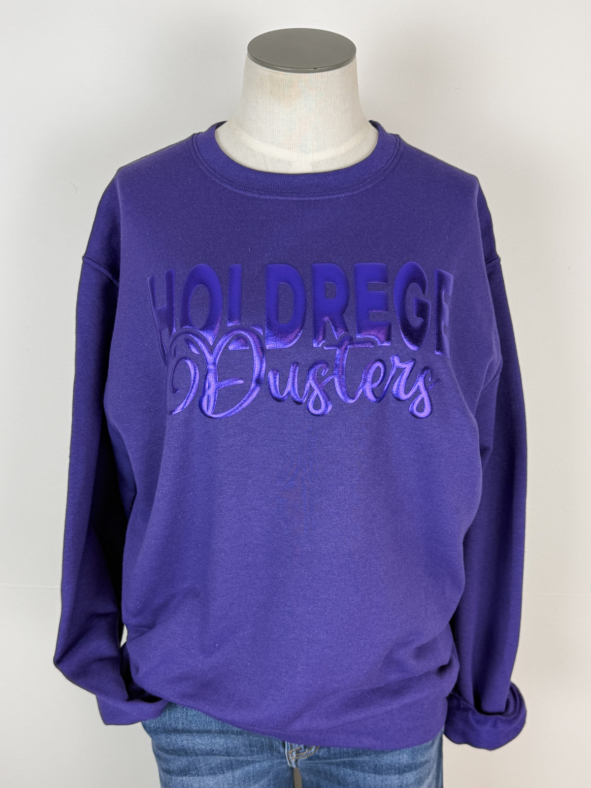 Holdrege Dusters Metallic Puff School Crewneck Sweatshirts