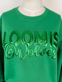 Loomis Wolves Metallic Puff School Crewneck Sweatshirts