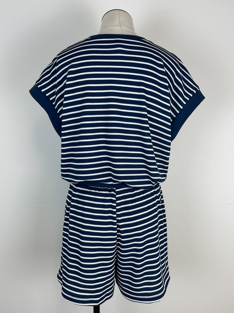 Lyla Striped Tee and Short Set in Navy