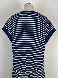 Lyla Striped Tee and Short Set in Navy