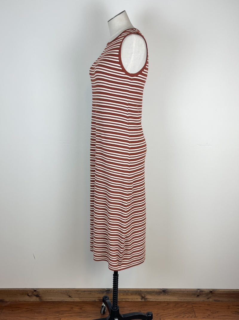 Lily Striped Midi Dress in Rust/Cream