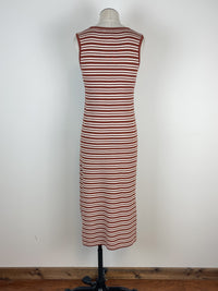 Lily Striped Midi Dress in Rust/Cream