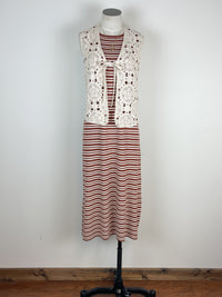 Lily Striped Midi Dress in Rust/Cream