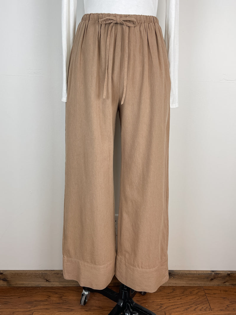 Georgia Pinstriped Wide Leg Pant in Mocha